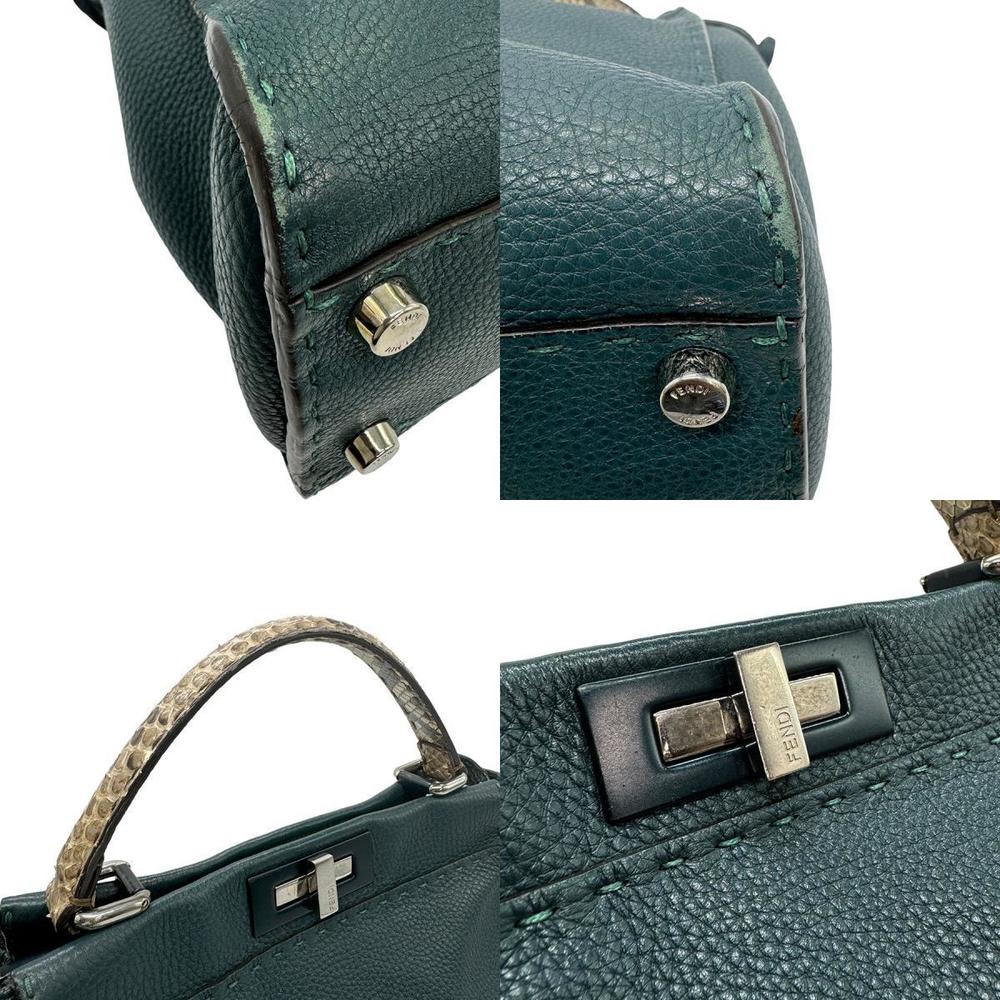 Fendi Leather Python Green Handbag - image 4